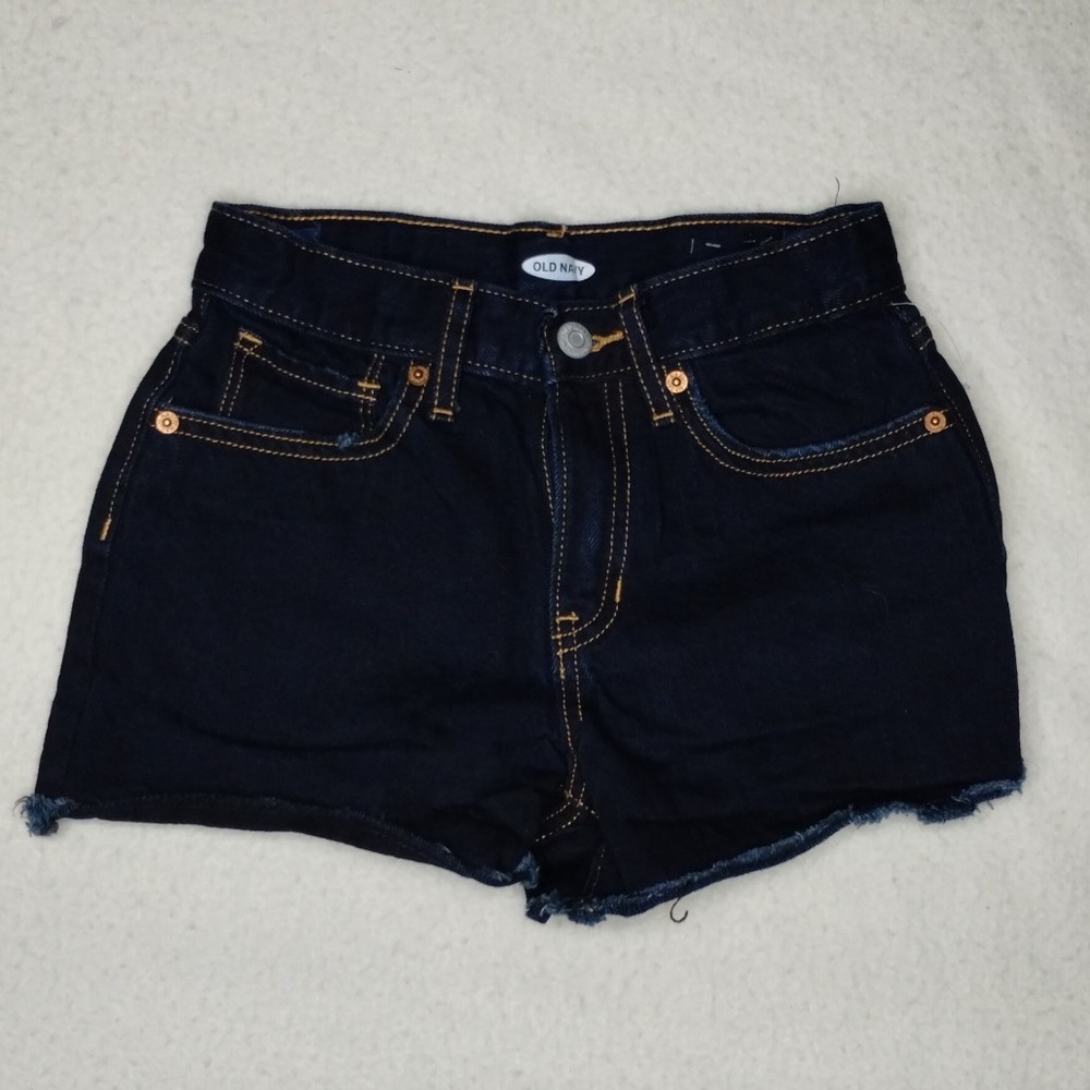 Old Navy Denim Shorts Dark Wash Frayed Hem Casual Girls‎ Size 10